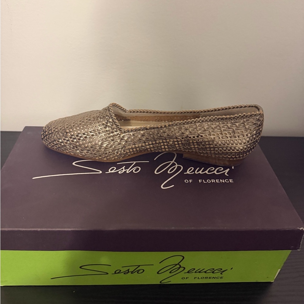 Sesto Meucci Textured Tan Loafers